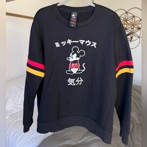 Disney x Forever 21 Japanese Mickey Mouse Sweatshirt XL Black Retro Streetwear